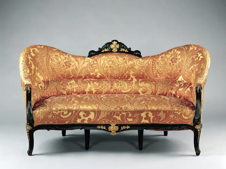 The source photo: an upholstered sofa.